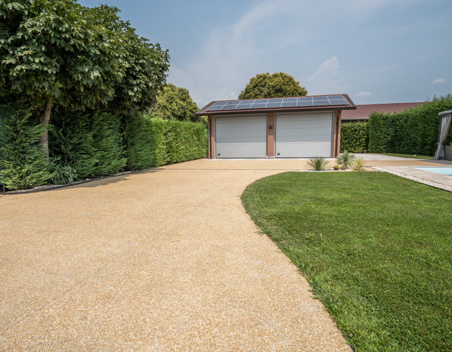 ItalianTerrazzo®, sol en béton désactivé couleur Paglia. Villa privée, Loria (Italie). 08